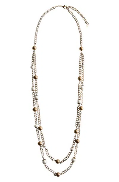 Mango Bead Detail Layered Necklace In Gold