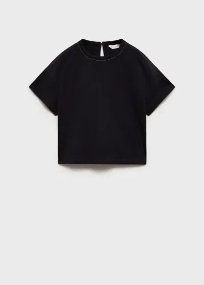Mango Kids' Bead Detail T-shirt Black