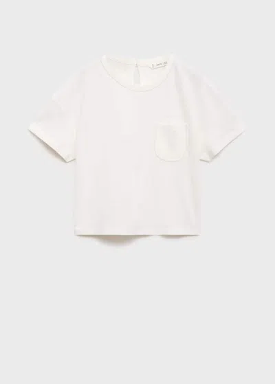 Mango Kids' Bead Detail T-shirt Off White