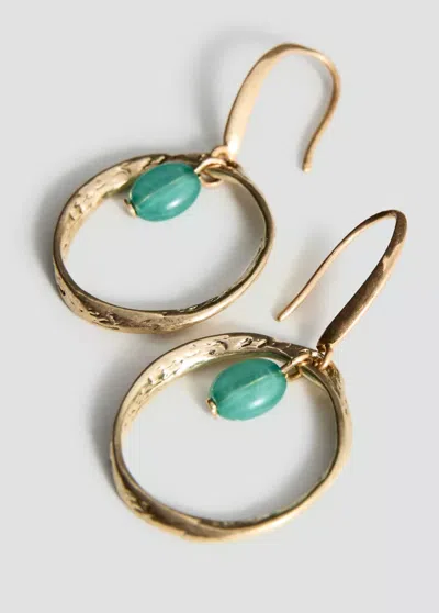 Mango Bead Hoop Earrings In Gold