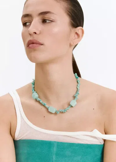 Mango Bead Stone Necklace In Blue