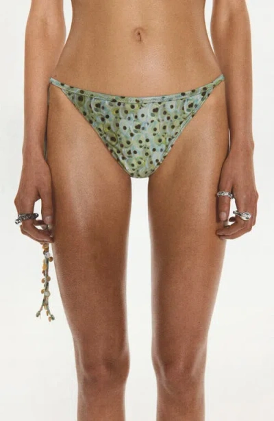 Mango Beaded Brazilian Bikini Briefs In Green