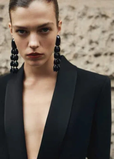 Mango Beaded Cascade Earrings Black