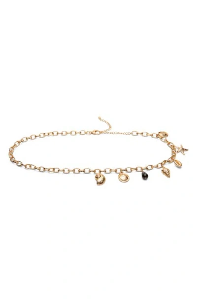 Mango Beaded Chain Belt In Gold