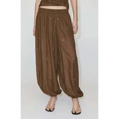 MANGO MANGO BEADED EMBROIDERED BALLOON PANTS