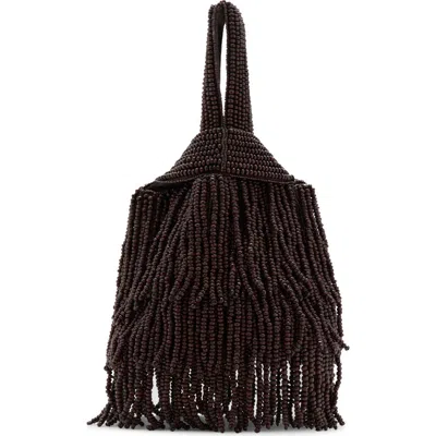 Mango Beaded Handbag In Brown