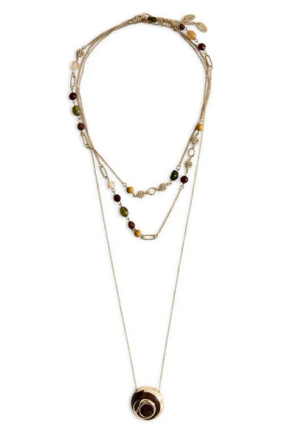 Mango Beaded Layered Necklace In Gold