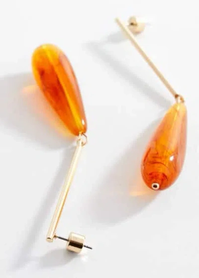 Mango Beaded Pendant Earrings Gold