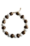 Mango Beaded Statement Necklace In Brown