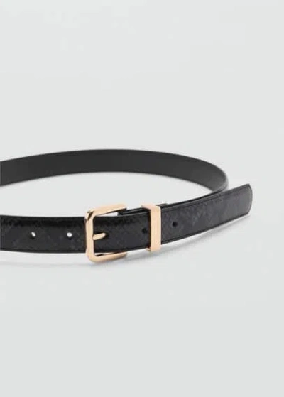 MANGO SNAKE-EFFECT BELT BLACK 