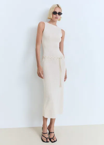 Mango Belt Knit Dress Ecru