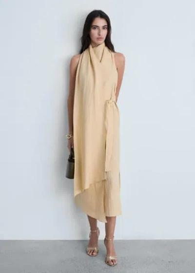 MANGO WOMEN'S BELT LINEN DRESS 