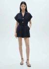 Mango Belt Short Jumpsuit Dark Navy In Bleu Marine Foncé