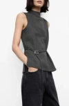 Mango Belt Sleeveless Top In Gray