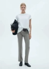 Mango Belt Straight-fit Trousers Grey In Grey
