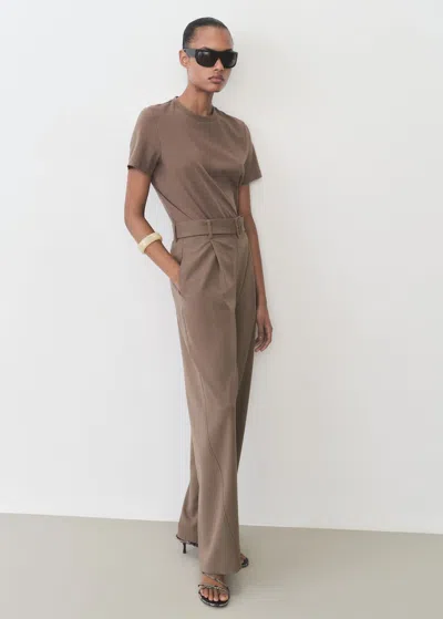 Mango Belt Straight-fit Trousers Medium Brown