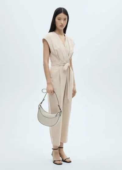 Mango Combinaison Cache-caur Ceinture Beige - Femme - Xs -