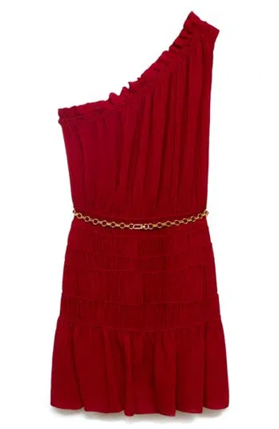 Mango Belted Asymmetric Minidress In Red