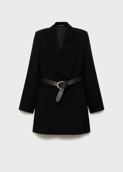 Mango Belted Blazer Dress Black