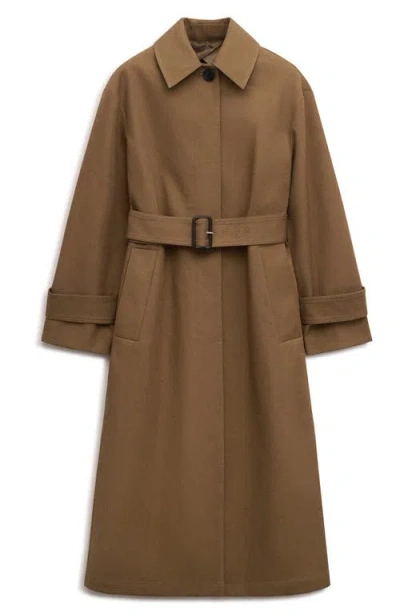 Mango Belted Cotton Trench Coat In Brown