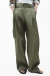 Mango Belted Cotton Wide Leg Pants