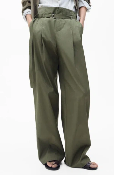 Mango Belted Cotton Wide Leg Pants
