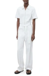 Mango Belted Denim Jumpsuit