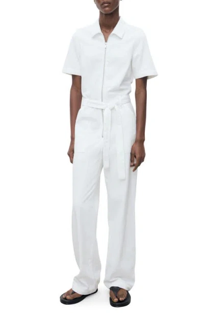 Mango Belted Denim Jumpsuit