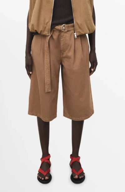 MANGO MANGO BELTED DENIM LONGER LENGTH SHORTS