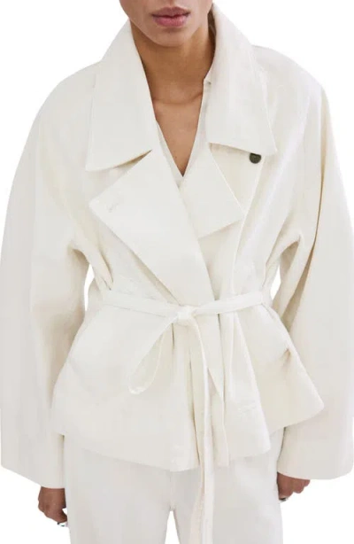 Mango Belted Denim Trench Coat In White