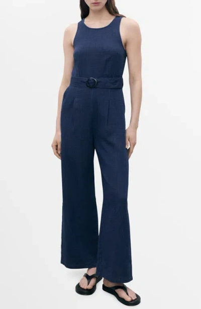 Mango Belted Denin Jumpsuit