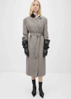 Mango Belted Double Breasted Coat Grey In Grey