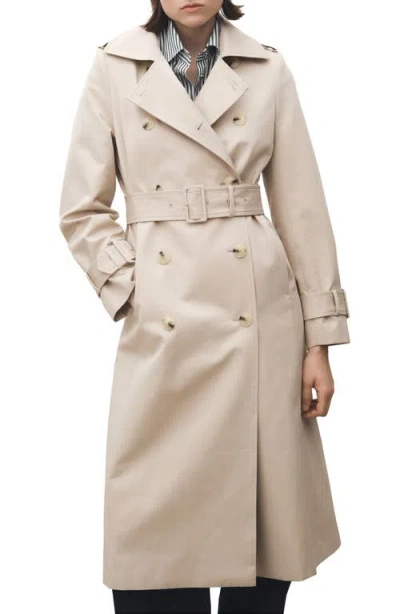 Mango Belted Double Breasted Trench Coat In Beige