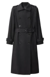 Mango Belted Double Breasted Trench Coat In Black