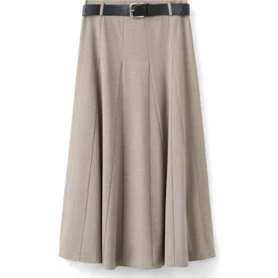 Mango A-line Skirt With Godets And Belt Grey In Gray