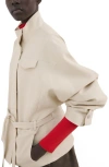Mango Belted Jacket In Neutral