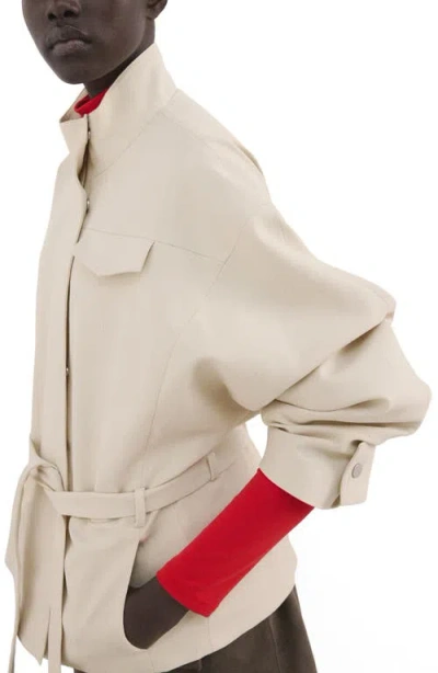 Mango Belted Jacket In Neutral