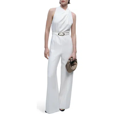 Mango Belted Jumpsuit In Sand