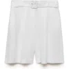 Mango Belted Linen Bermuda Shorts