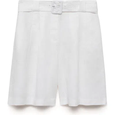 Mango Belted Linen Bermuda Shorts
