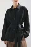 Mango Belted Linen Jacket In Black