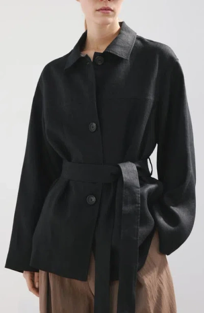 MANGO MANGO BELTED LINEN JACKET