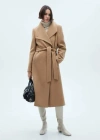 Mango Belted Manteco Wool Coat Medium Brown In Medium Brown