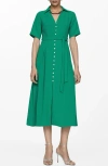 Mango Bow Shirt Dress Emerald Green In Emerald Green