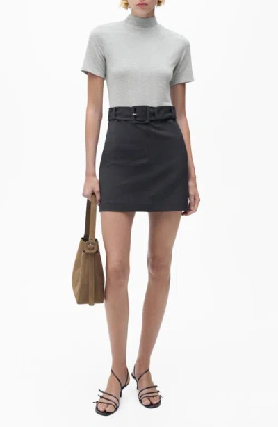 Mango Belted Minidress In Gray