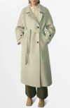 Mango Woolen Coat With Belt Vanilla In Vanilla