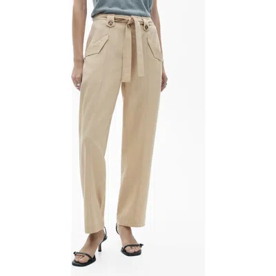 Mango Belted Pants In Beige