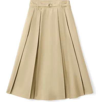 Mango Belted Pleated A-line Skirt In Brown