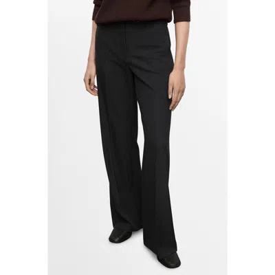 Mango Belted Pleated Straight Leg Pants In Black