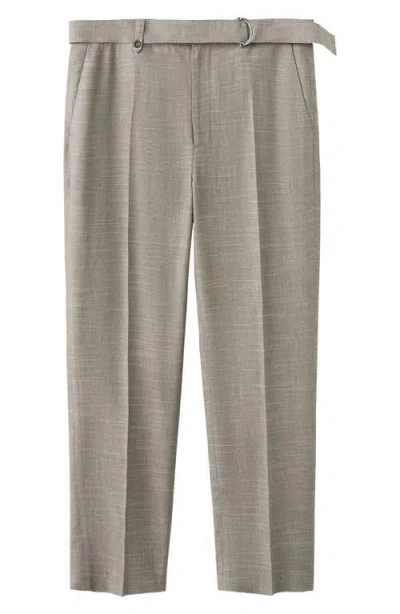 Mango Belted Relaxed Fit Pants In Gray